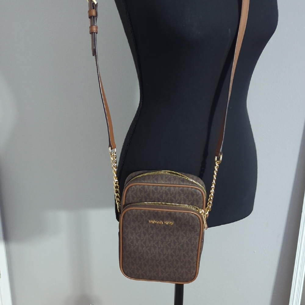 Michael Kors Brown and Gold Crossbody Bag